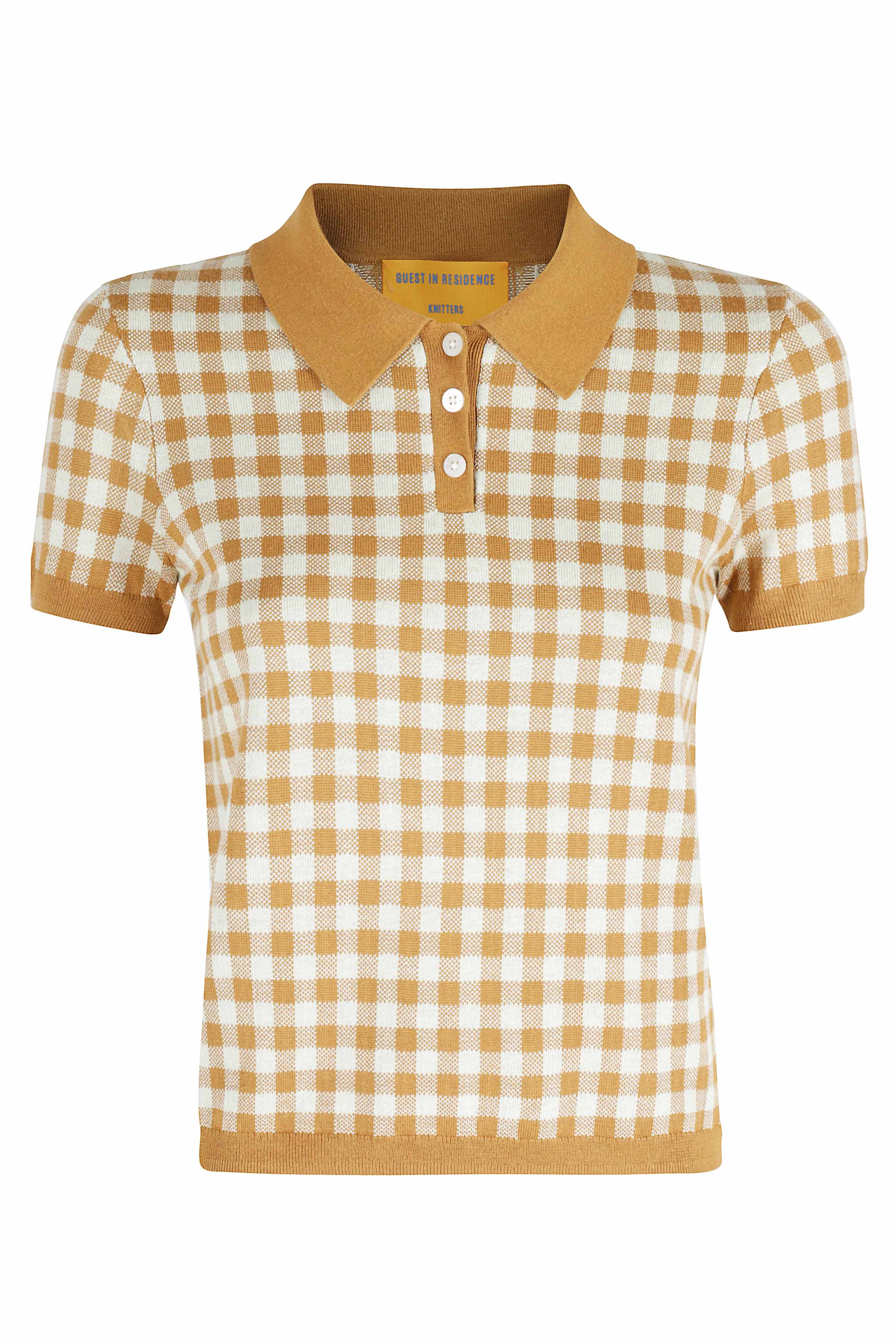 Gingham Shrunken Polo Yellow & Orange Silk Linen