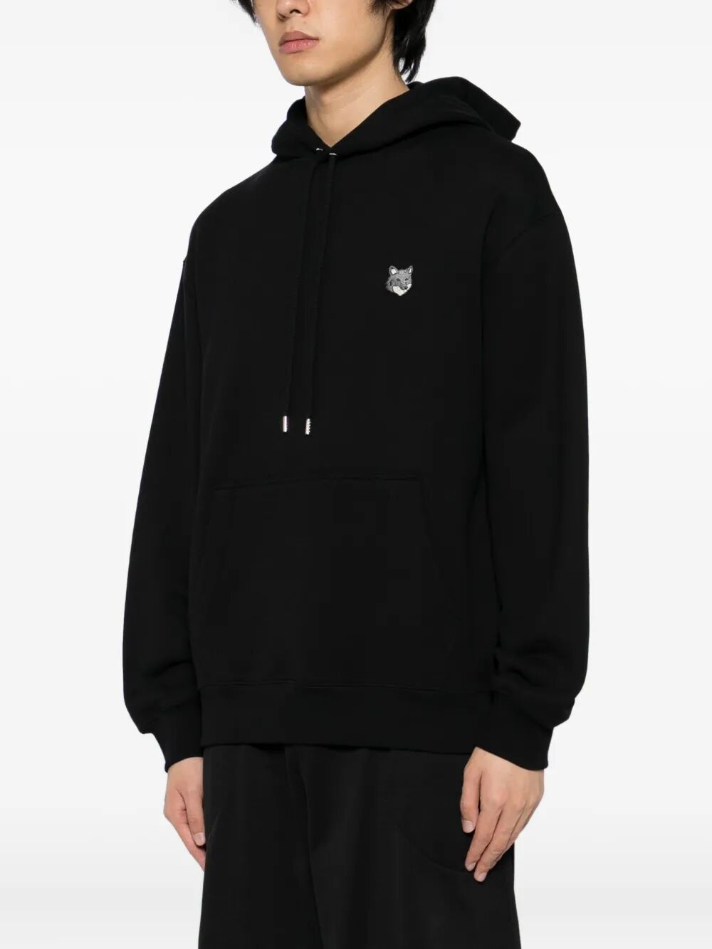 Fox Head Comfort Hoodie Black Cotton Sweatshirt