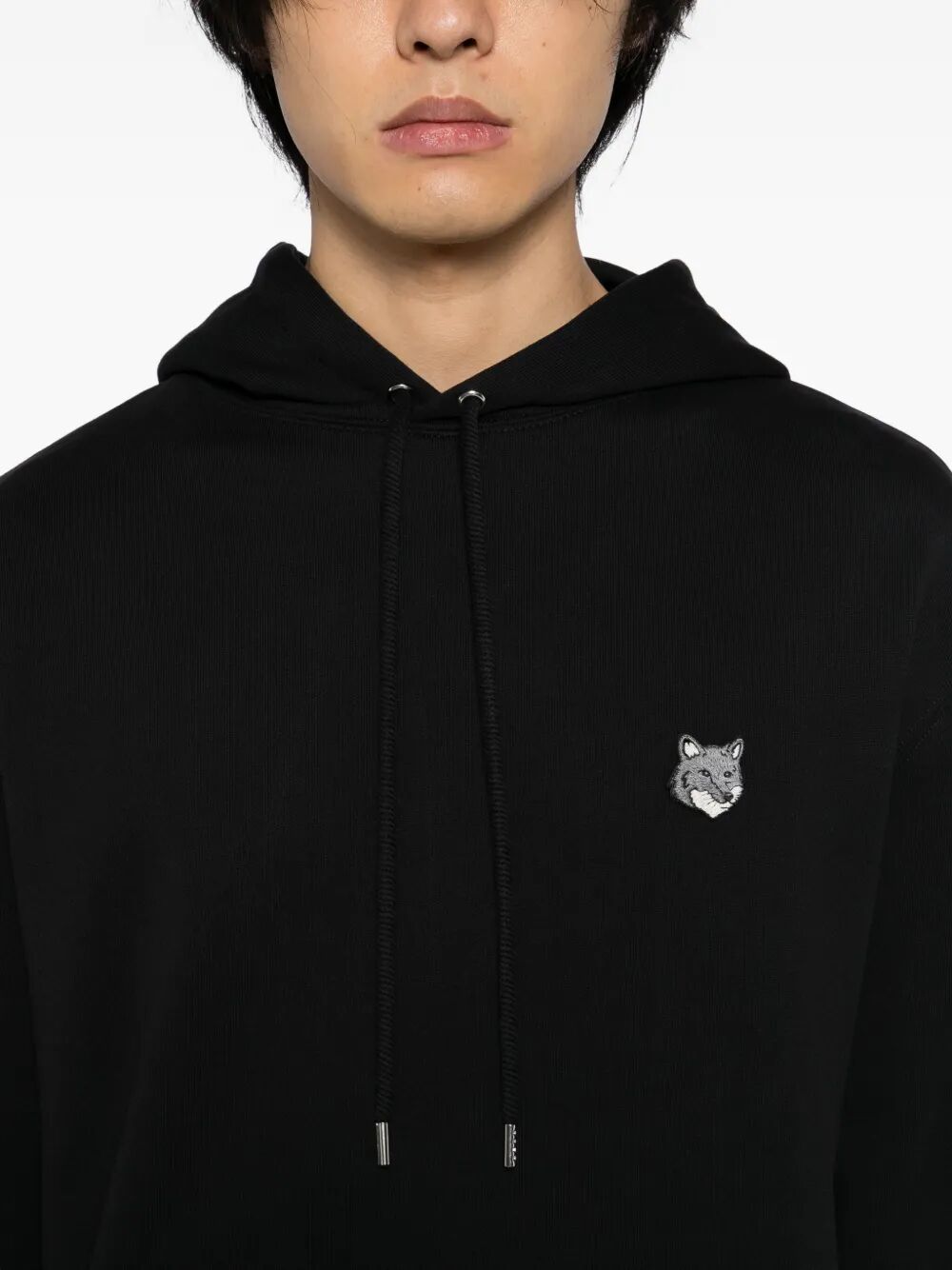Fox Head Comfort Hoodie Black Cotton Sweatshirt
