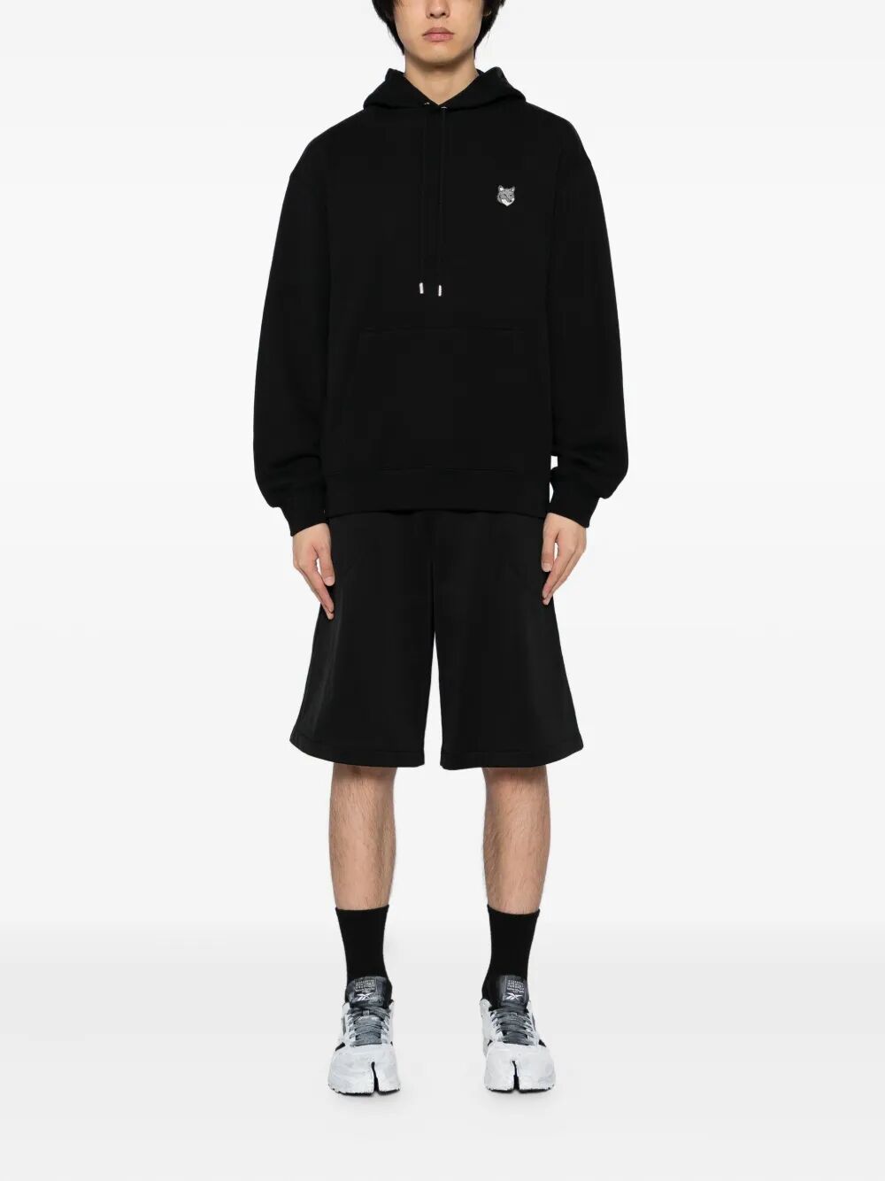 Fox Head Comfort Hoodie Black Cotton Sweatshirt