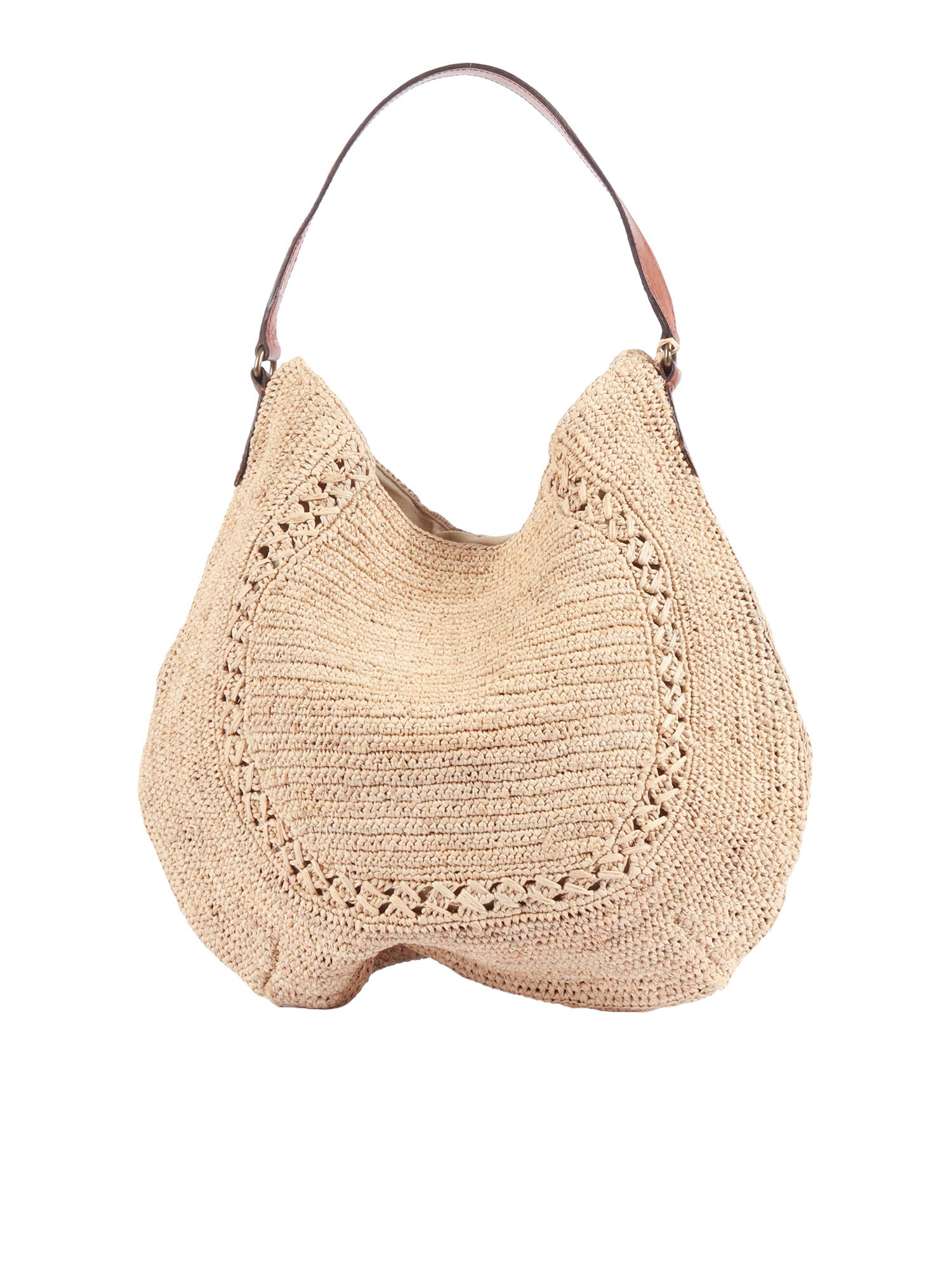 Bag - Meva Tea Beige Raphia Fabric 2 Leather