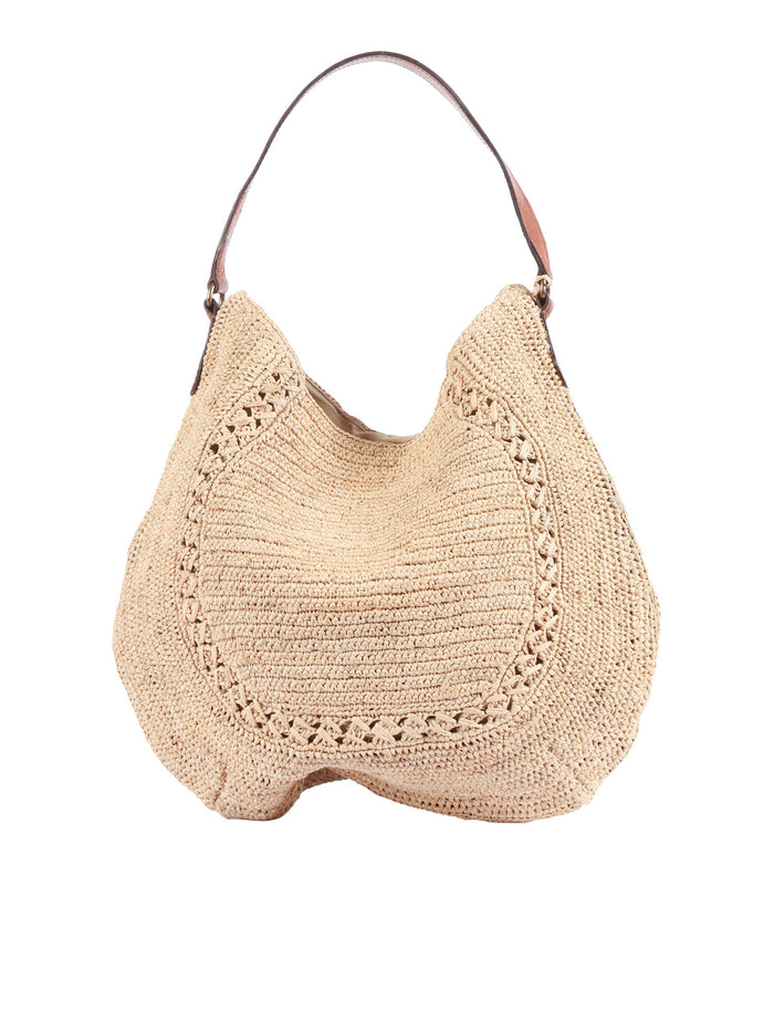Bag - Meva Tea Beige Raphia Fabric 2 Leather