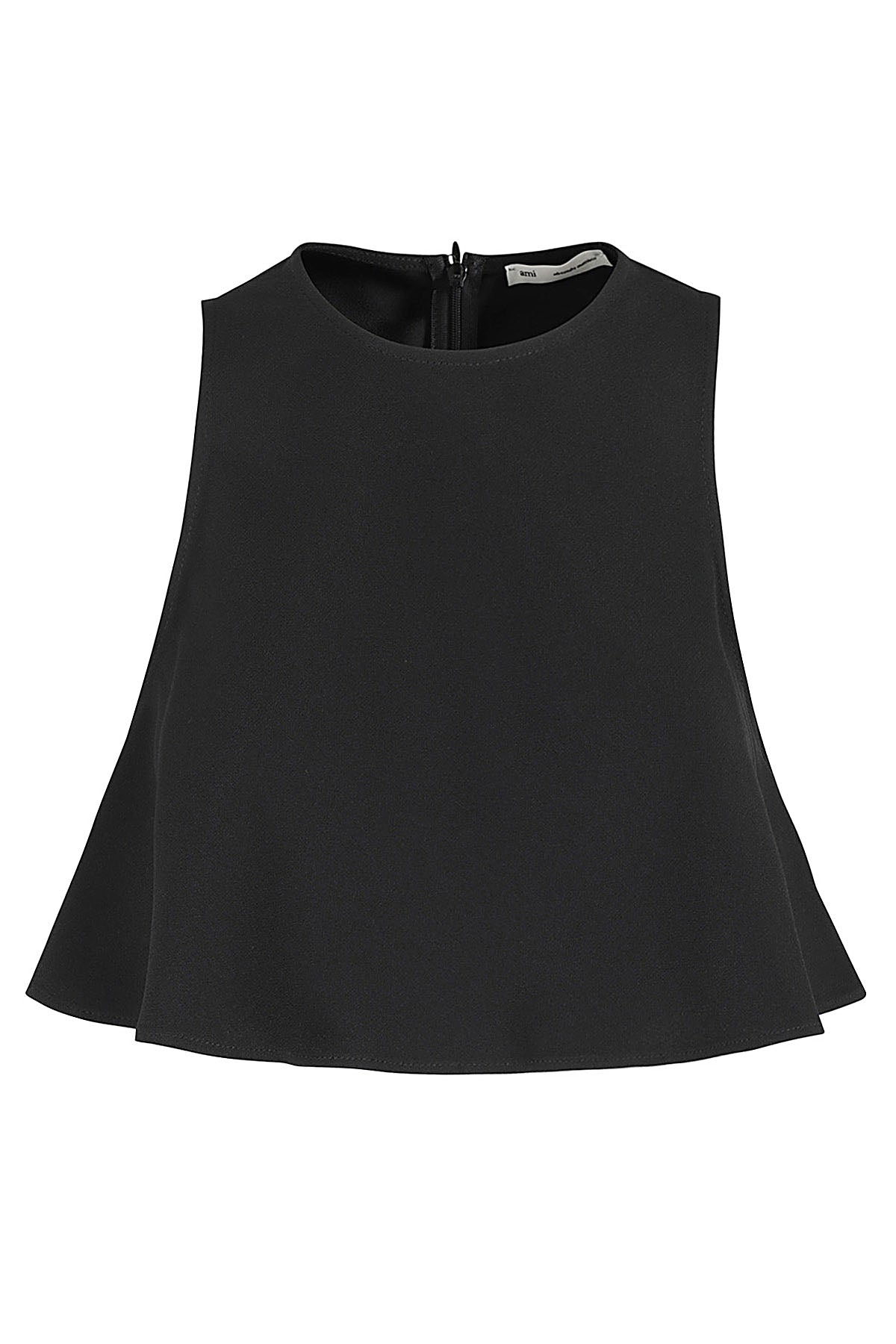 Flare Top Black Acetate Viscose Maglia