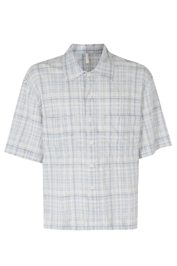 Adam Shirt Blue Cotone Lino Elastane Camicia