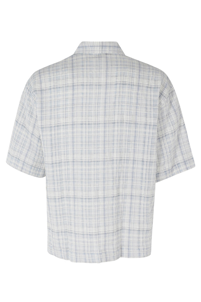 Adam Shirt Blue Cotone Lino Elastane Camicia
