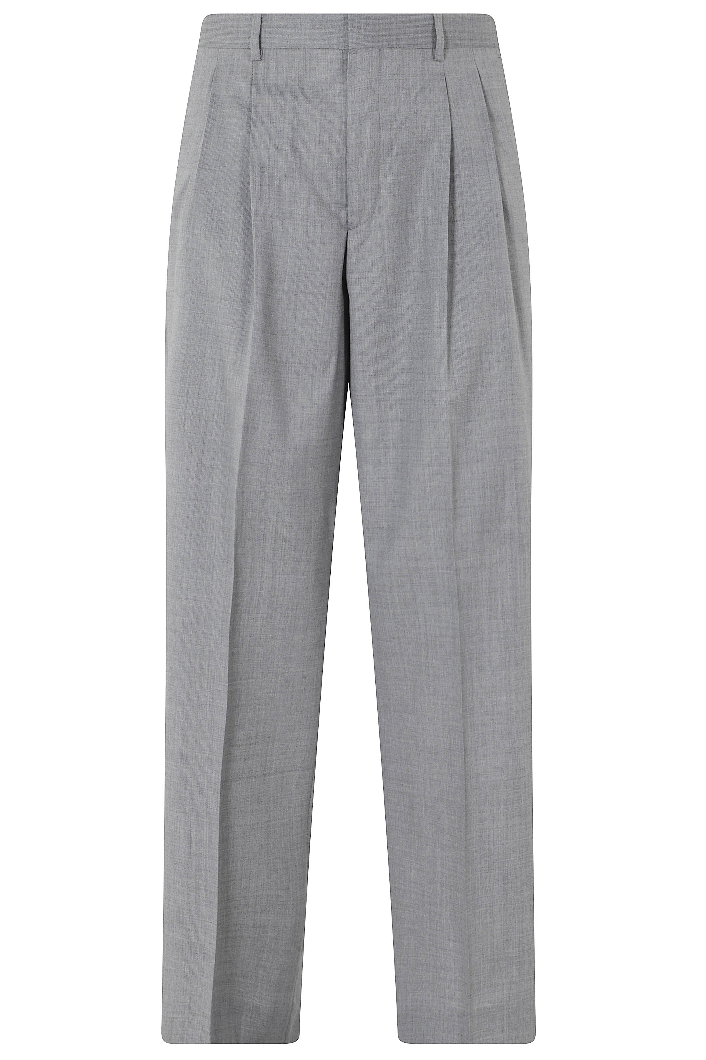 Wide Pleated Trousers Grey Lana Pantaloni