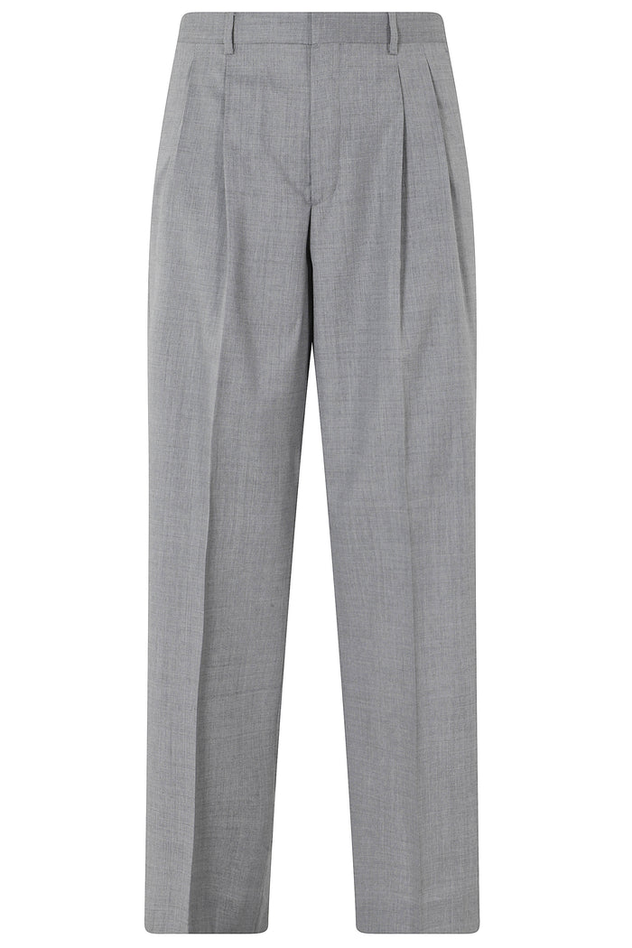 Wide Pleated Trousers Grey Lana Pantaloni