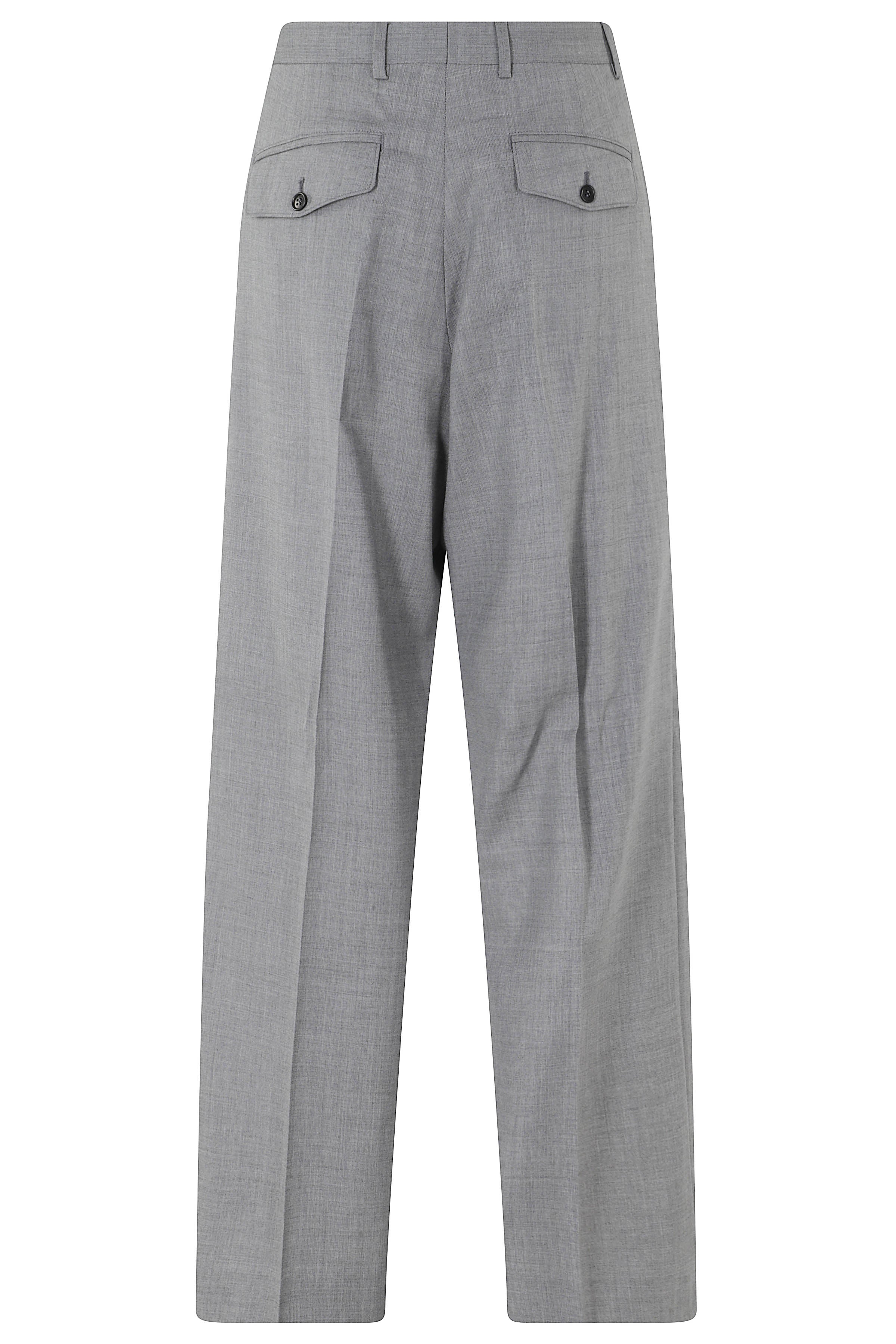 Wide Pleated Trousers Grey Lana Pantaloni