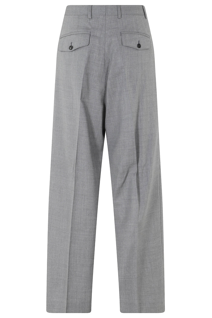 Wide Pleated Trousers Grey Lana Pantaloni