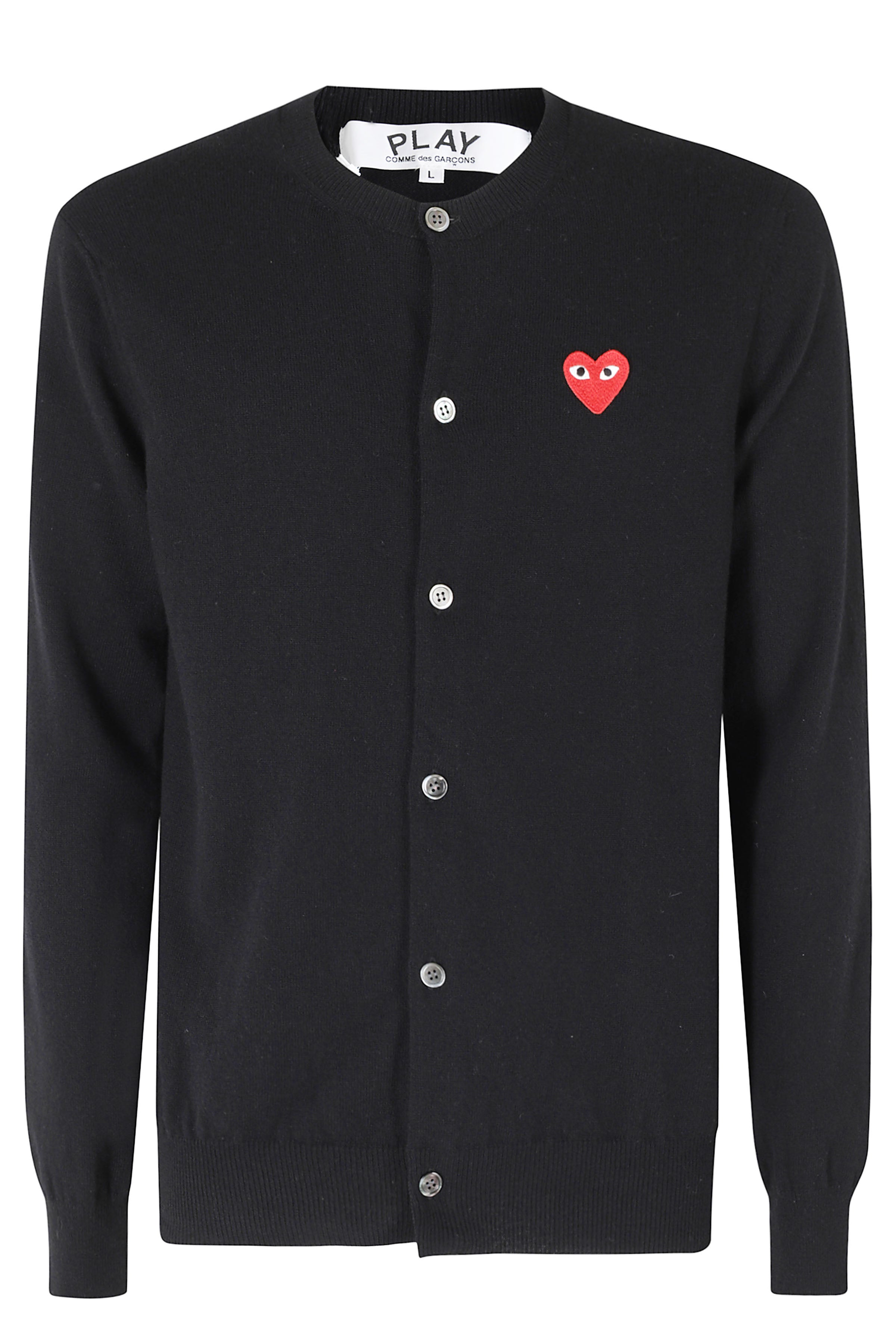 Roundneck Cardigan Red Emblem Black Lana Maglia