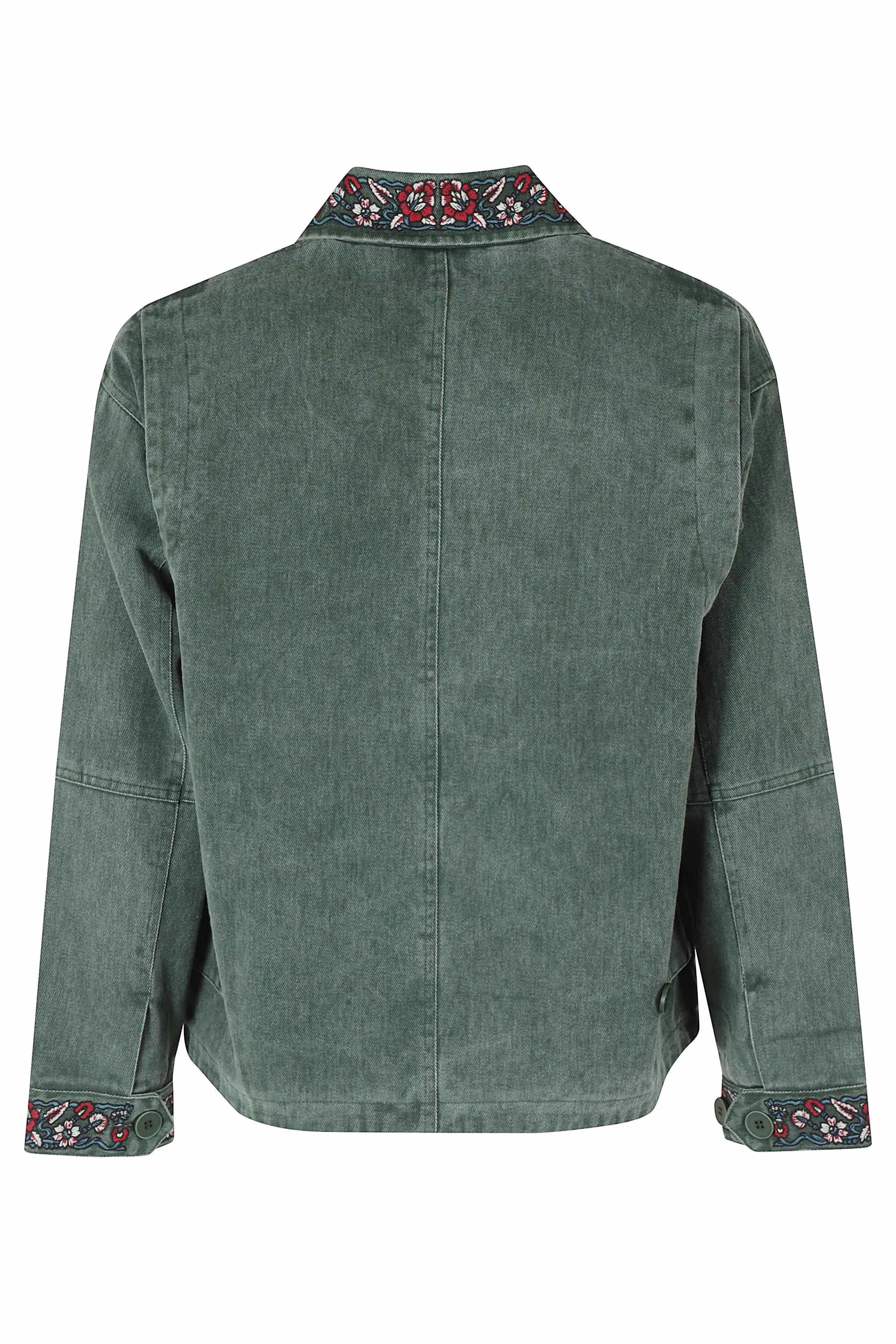 Jockey Club Embroidered Work Jacket Green Cotton Giacca