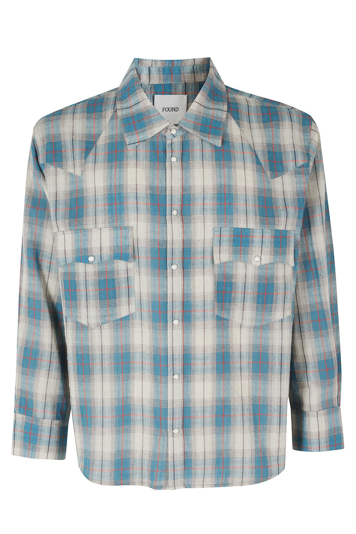 Flannel Shirt Blue Cotton Camicia