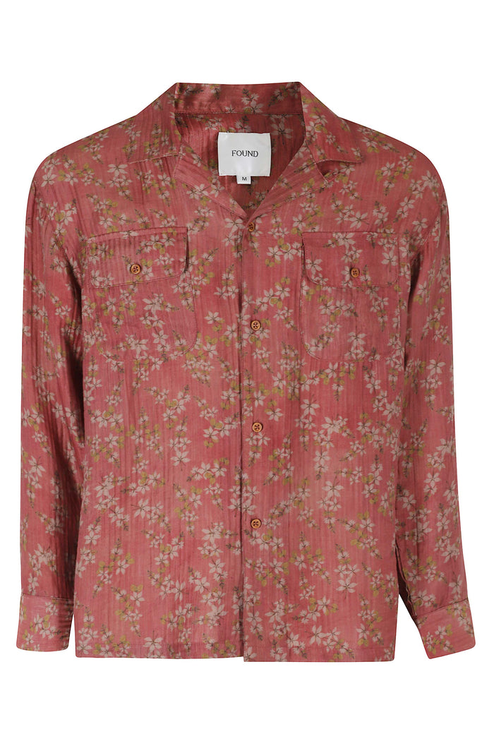 Floral Camp Shirt Red Lyocell Nylon Viscose Camicia