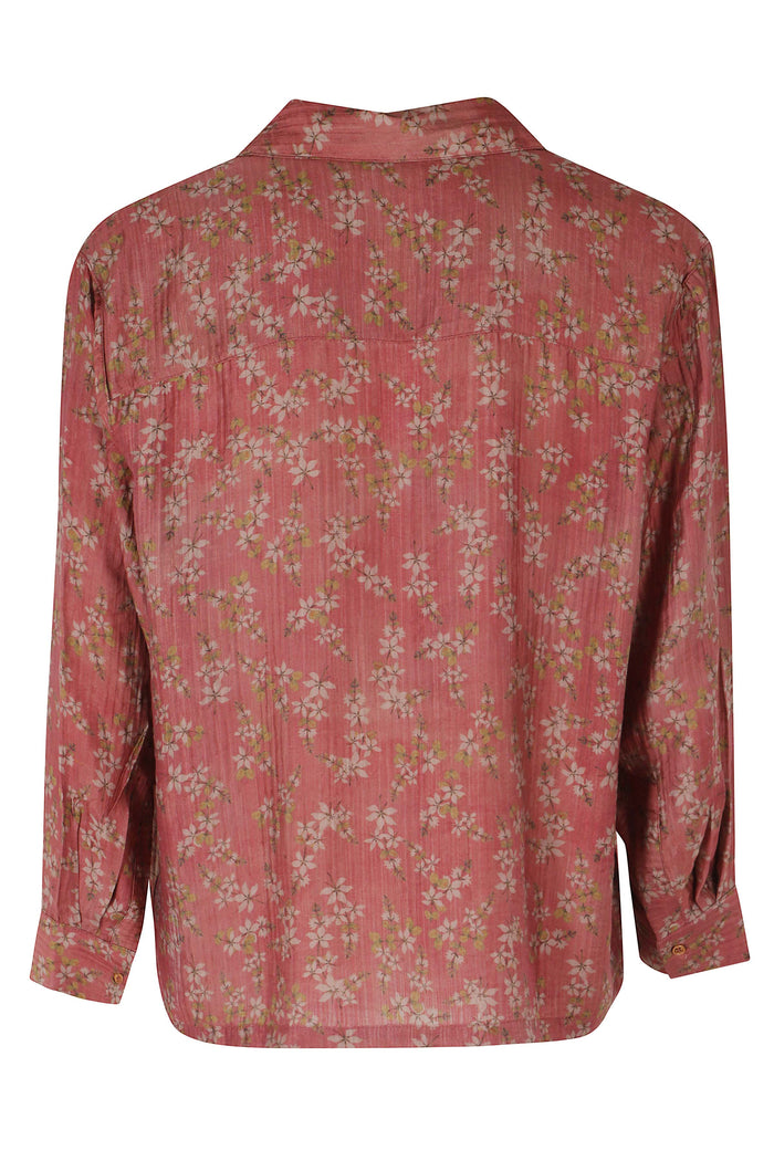 Floral Camp Shirt Red Lyocell Nylon Viscose Camicia
