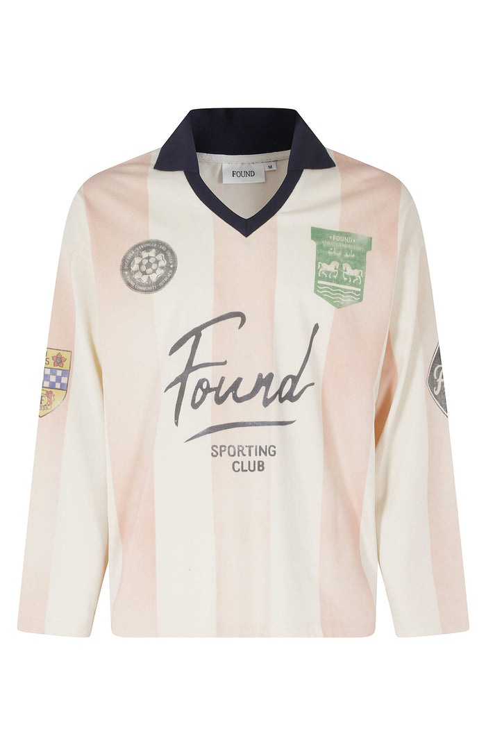 Striped Sport Ls Jersey Nude & Neutrals Cotton Polo