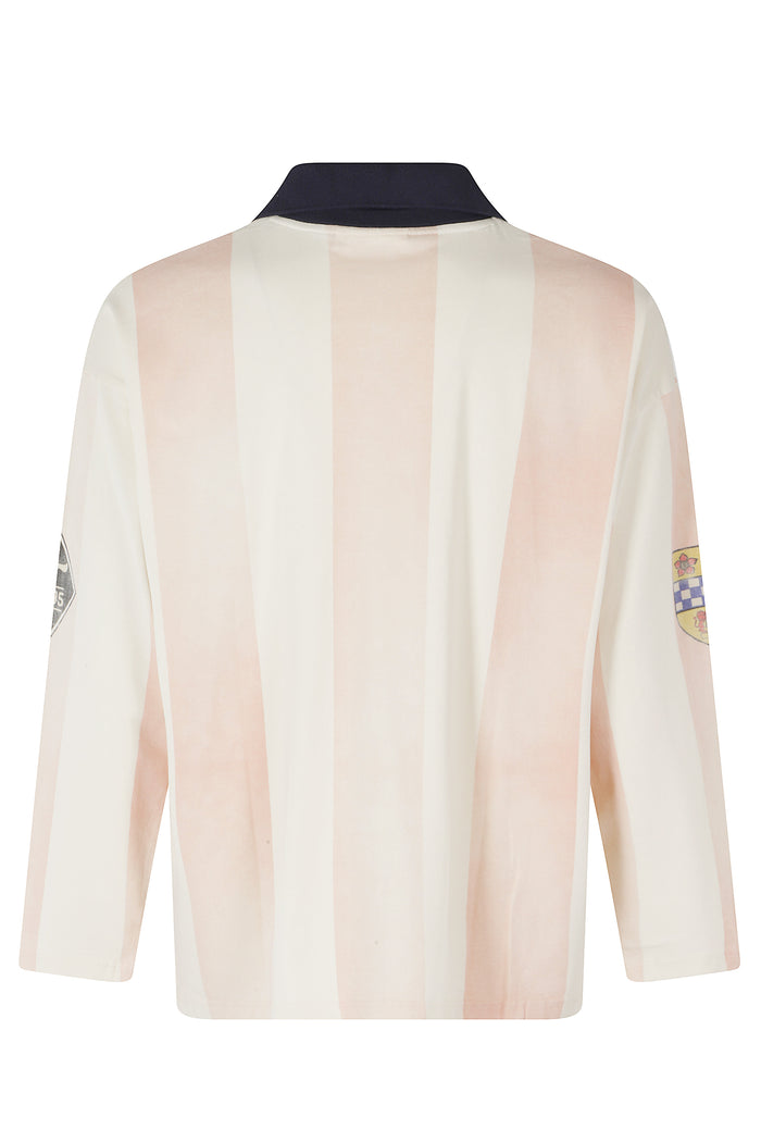 Striped Sport Ls Jersey Nude & Neutrals Cotton Polo