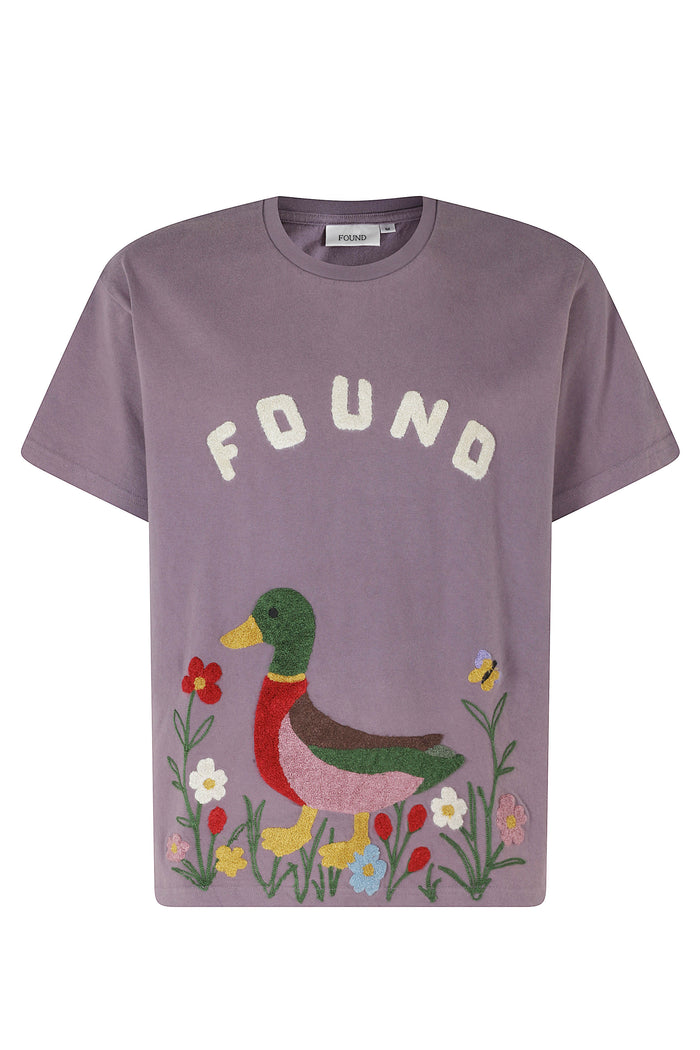 Wildlife Chenille Embroidered Tee Pink & Purple Cotton T-shirt