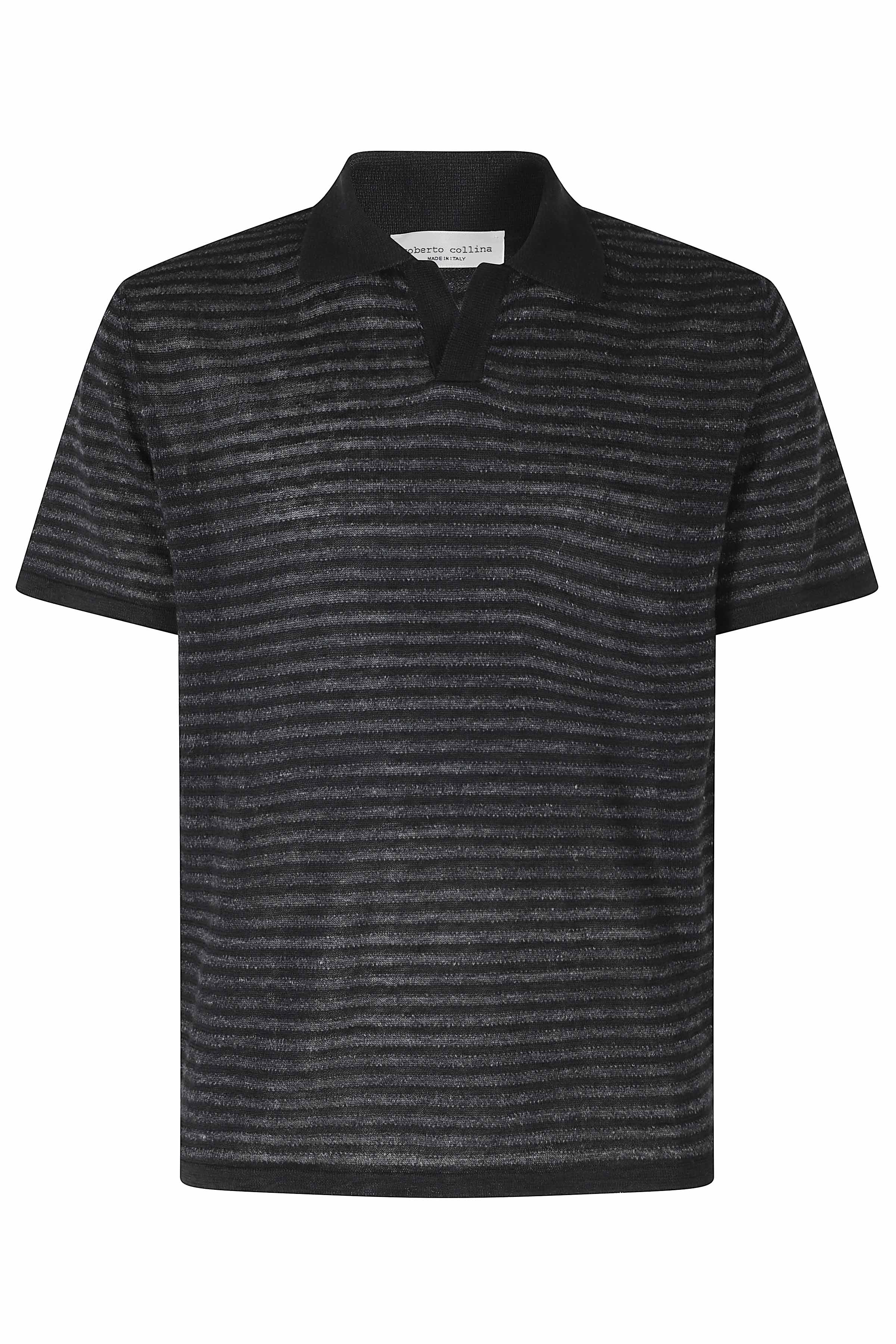 Polo Mc Rigata Black Lino Cotone