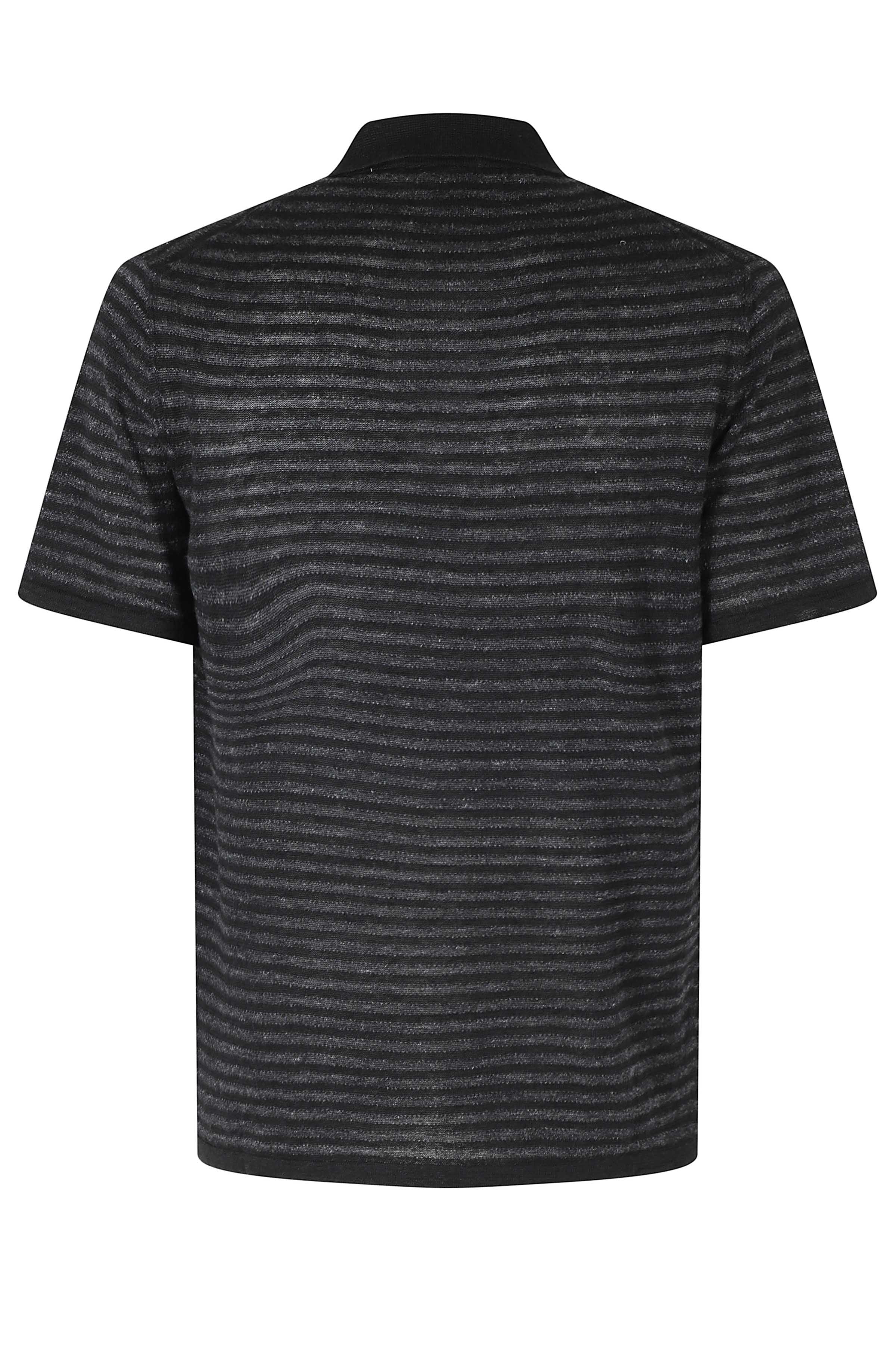 Polo Mc Rigata Black Lino Cotone