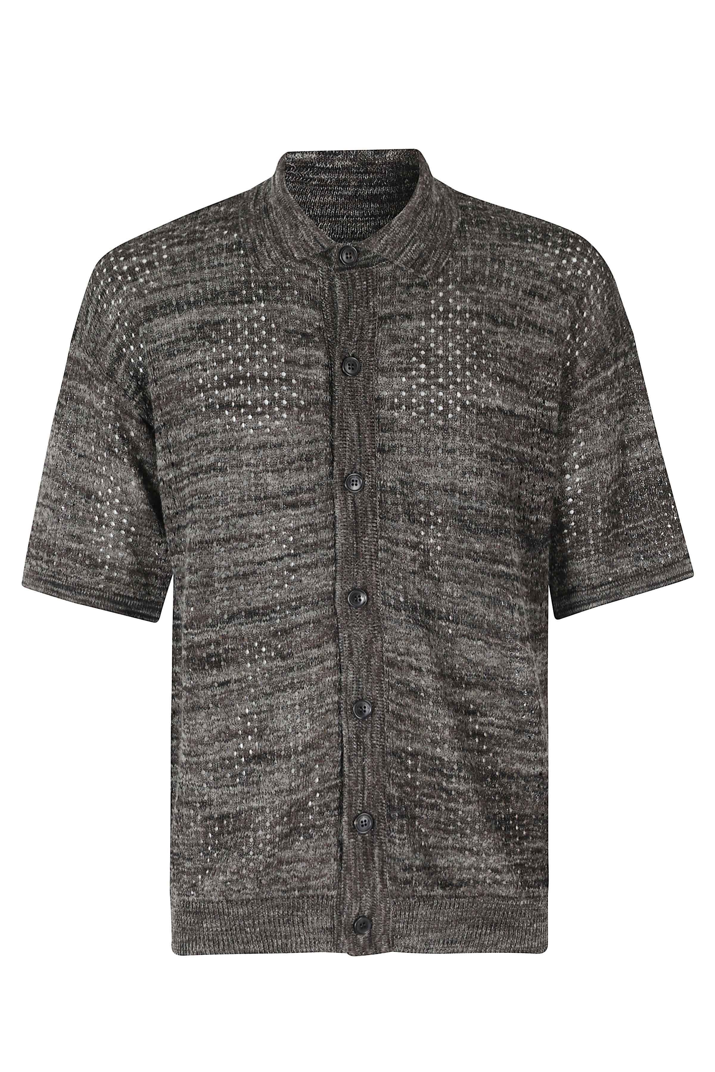Camicia Mc Punto Rete Mouline Brown Cotone Lino Poliammide