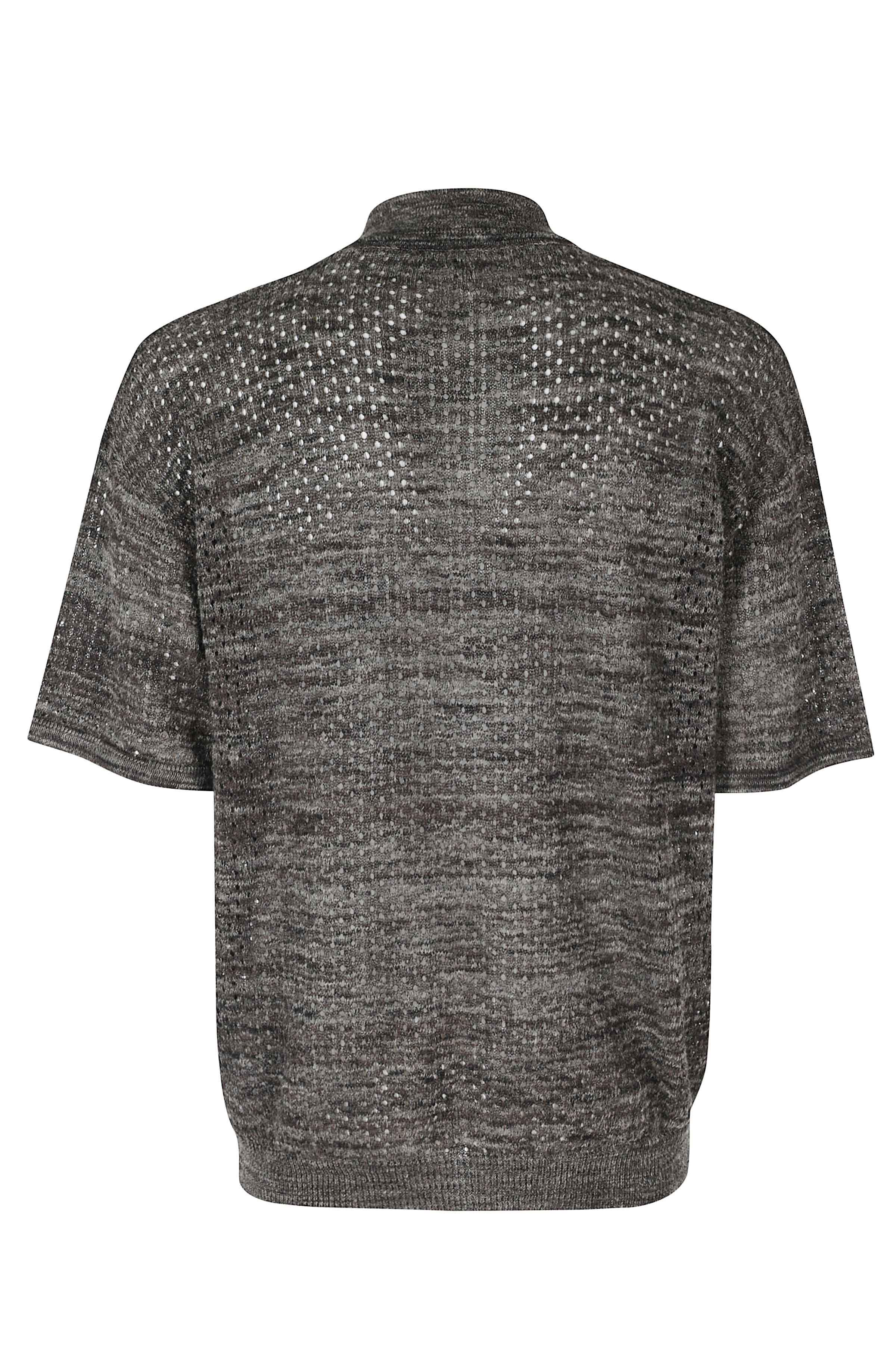 Camicia Mc Punto Rete Mouline Brown Cotone Lino Poliammide