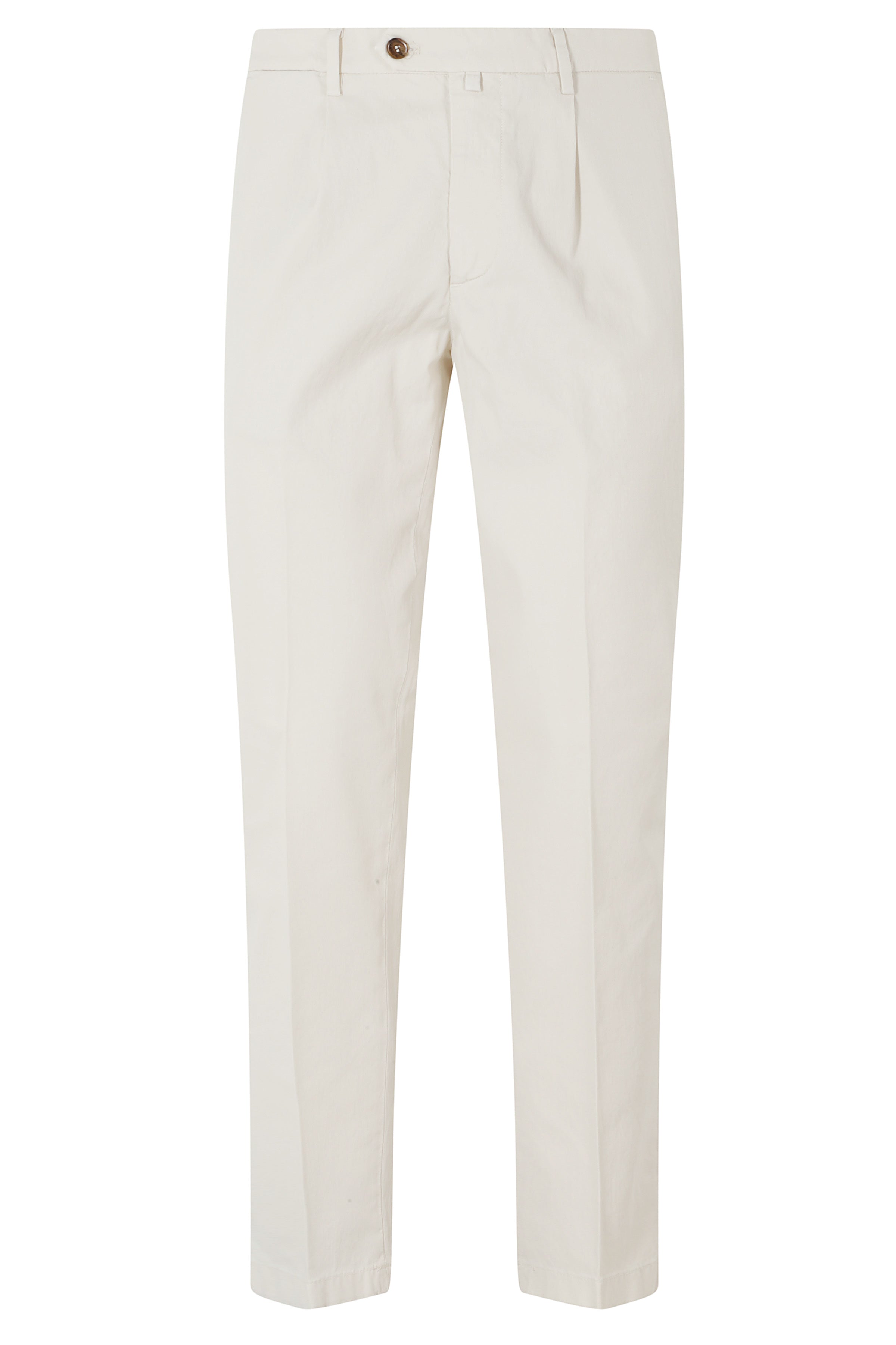 Pant 1 Pinces Cotone Piquet White Pantaloni