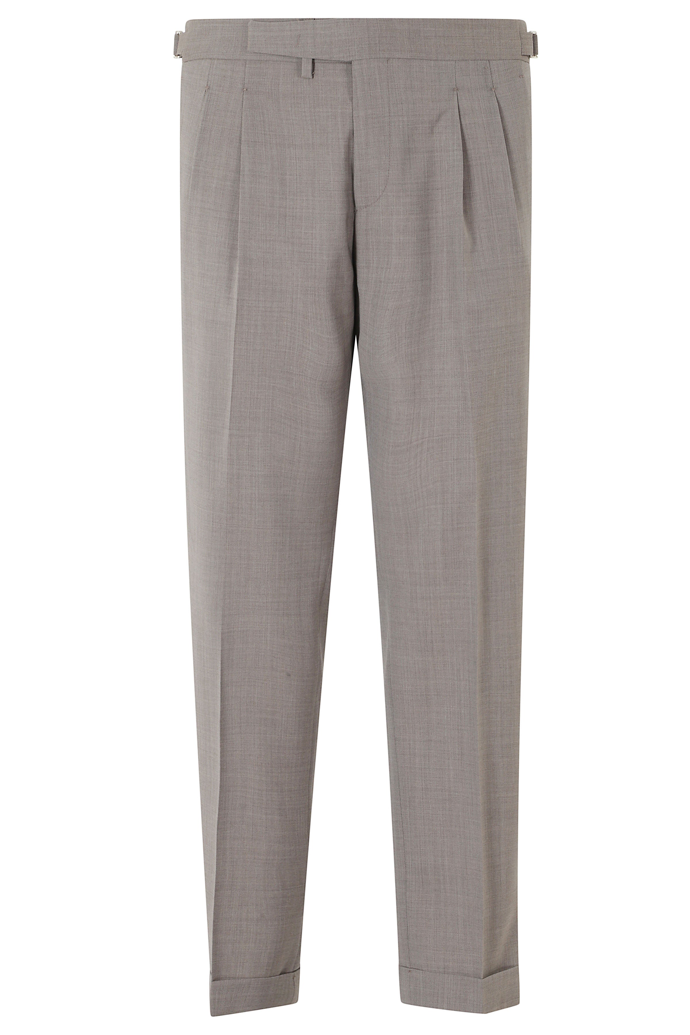 Pant Doppia Pinces Fresco Lana Brown Vergine Poliestere Pantaloni