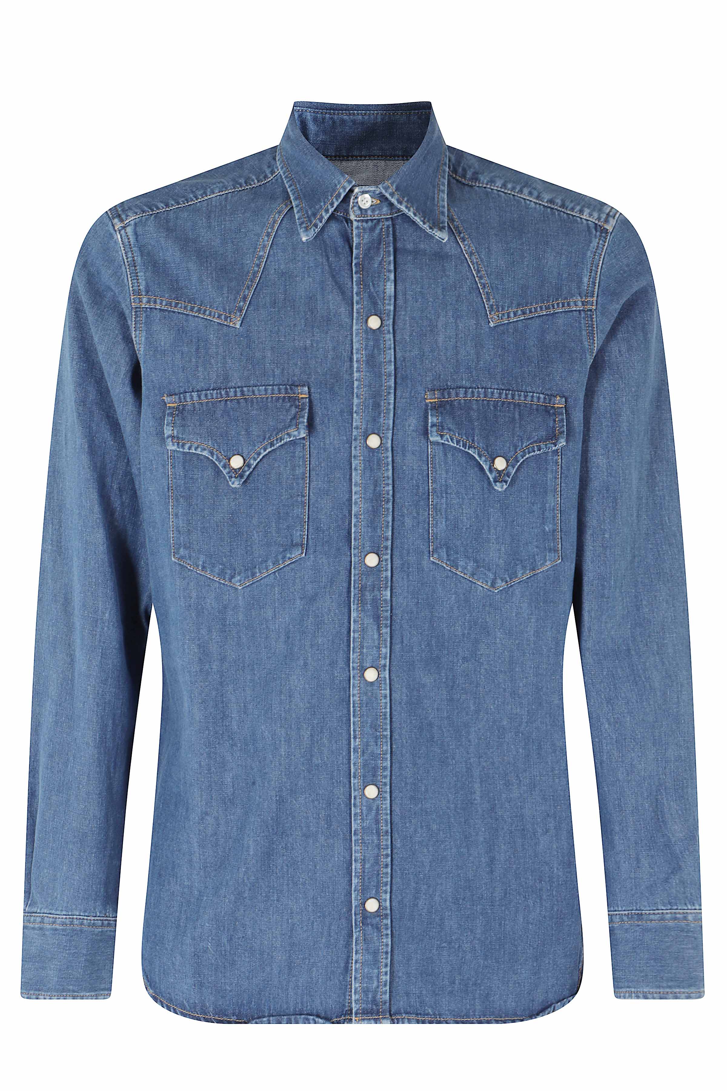 Texan Shirt Blue Cotone Camicia