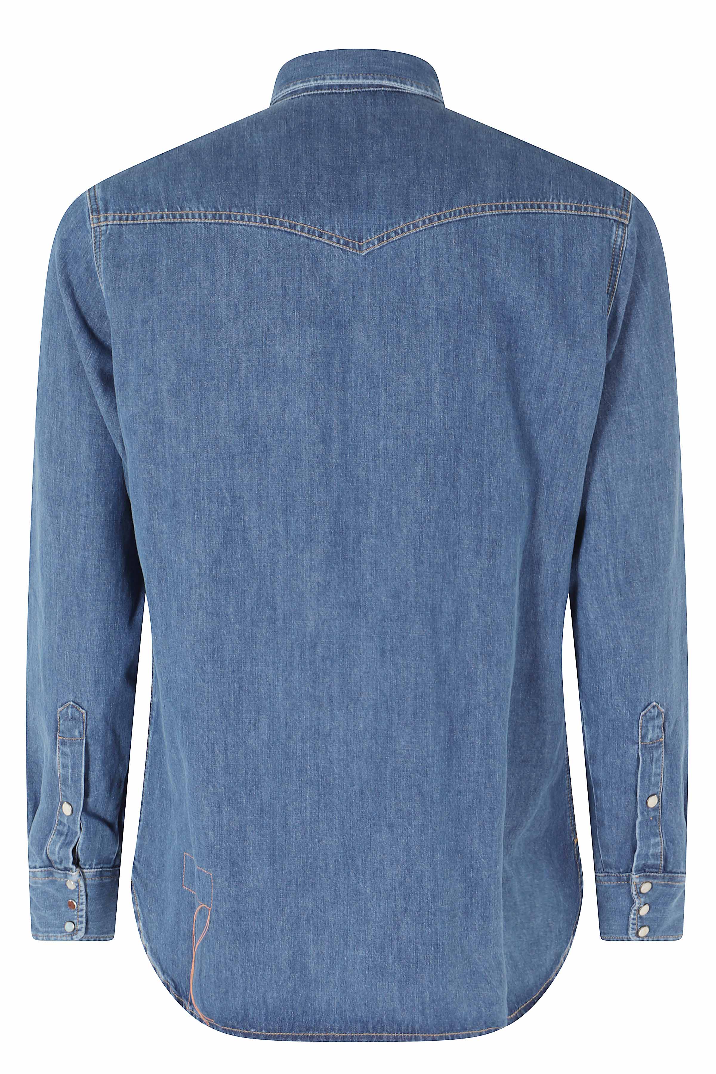 Texan Shirt Blue Cotone Camicia