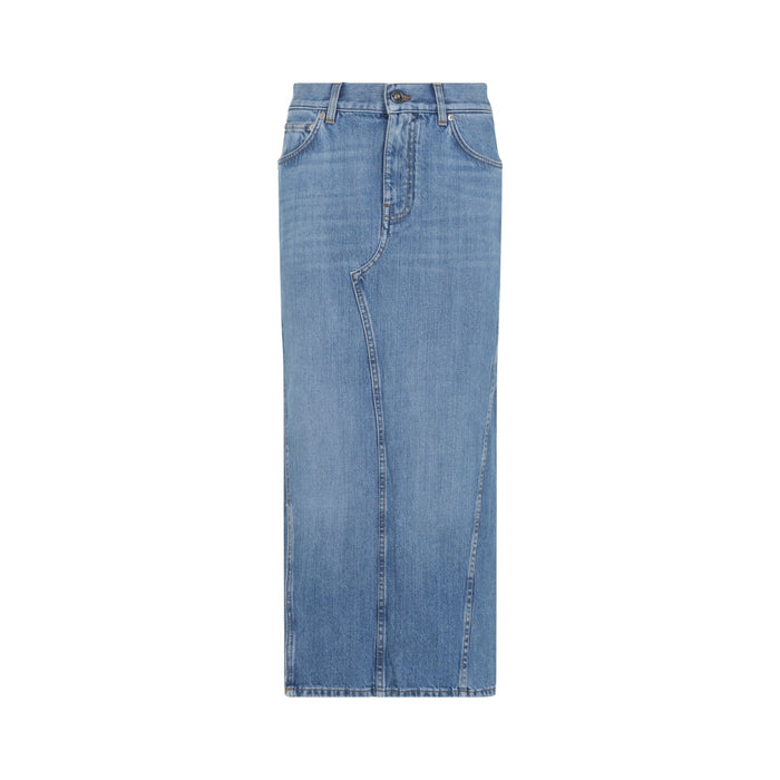 Cotton Midi Skirt Blue