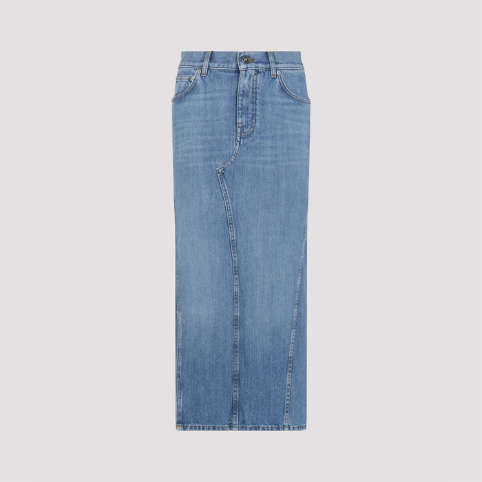 Cotton Midi Skirt Blue