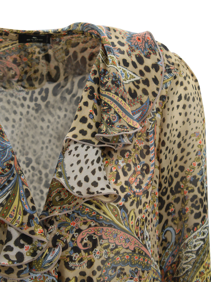 Etro Shirts Dark Brown Silk