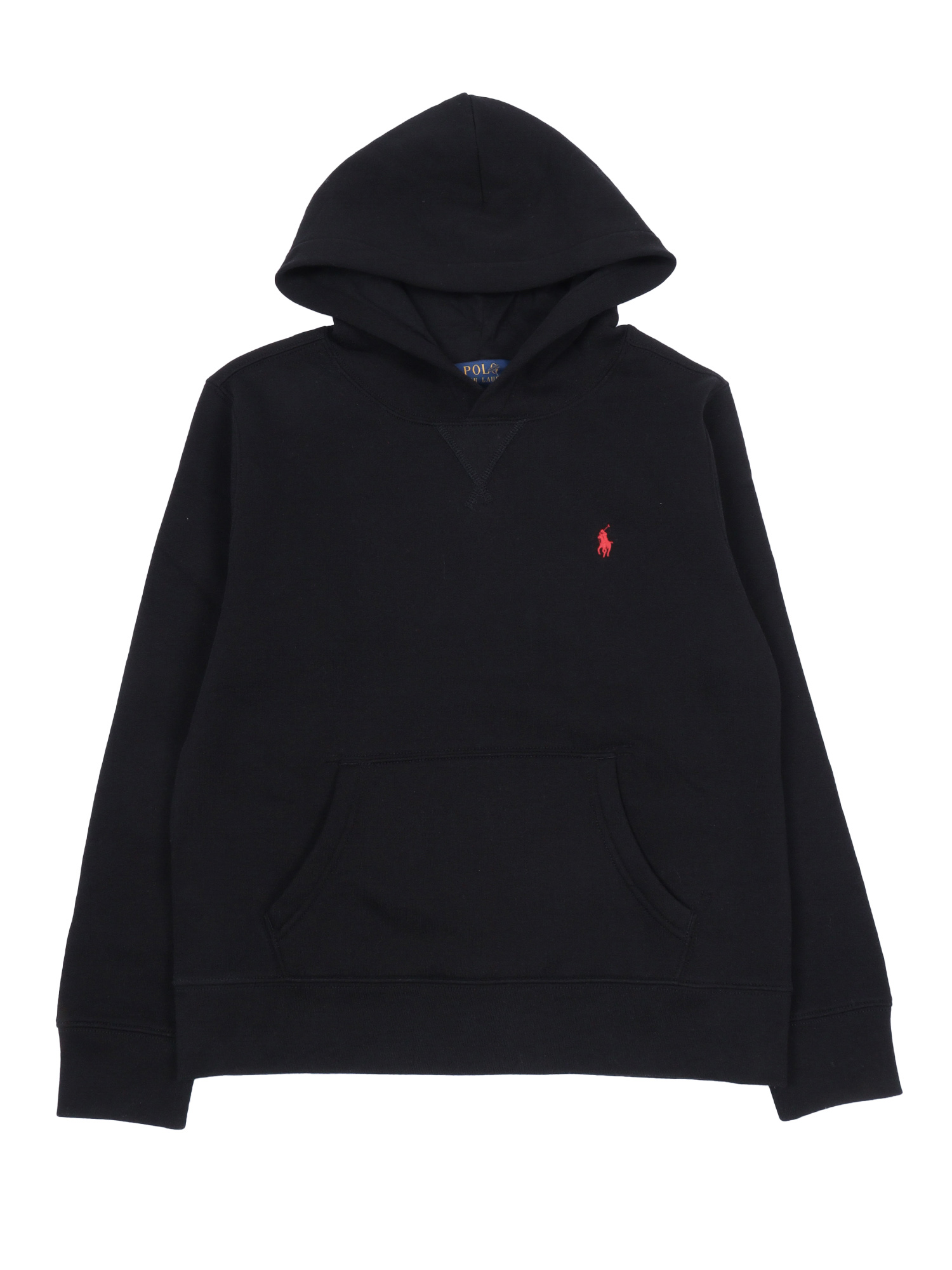 LS PO HOOD-TOPS-KNIT Black Cotton Polyester Sweatshirt