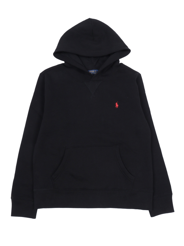 LS PO HOOD-TOPS-KNIT Black Cotton Polyester Sweatshirt