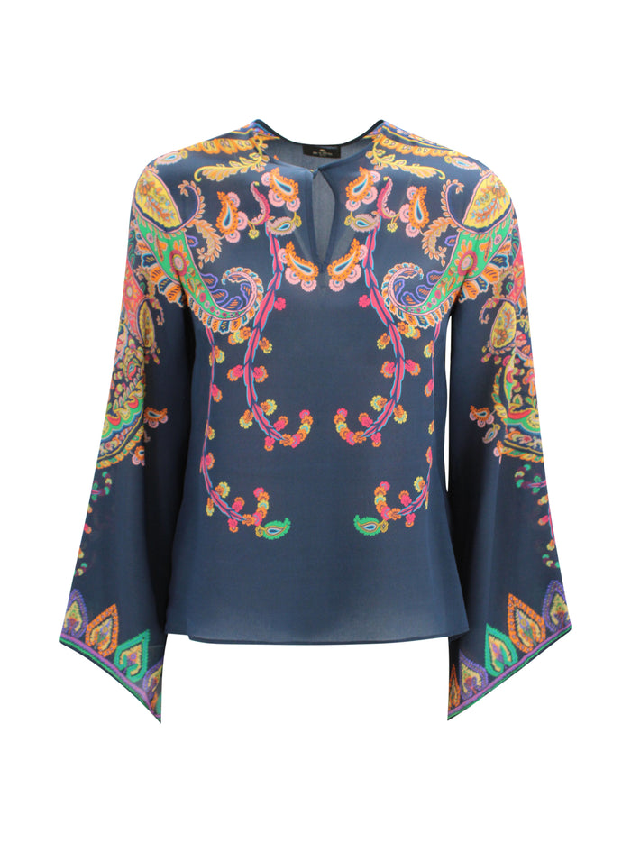 Etro Shirts Blue Silk