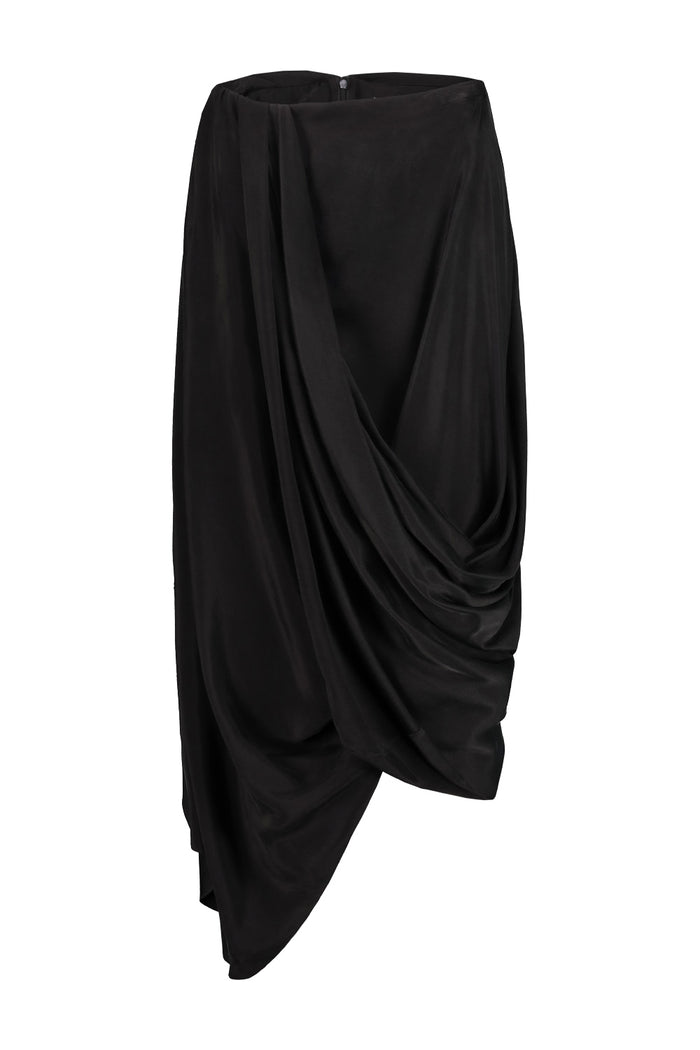 Draped Skirt Black Cupro Gonna