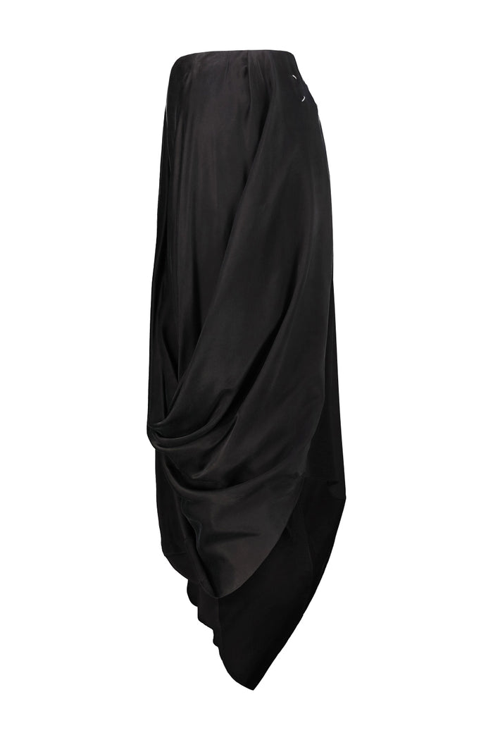 Draped Skirt Black Cupro Gonna