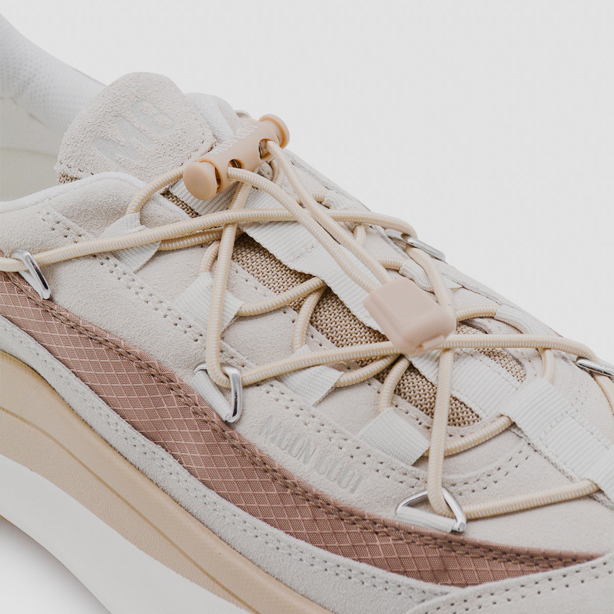 Moon Boot Sneakers Off-white/taupe Sole Rubber Cover Tex Leather