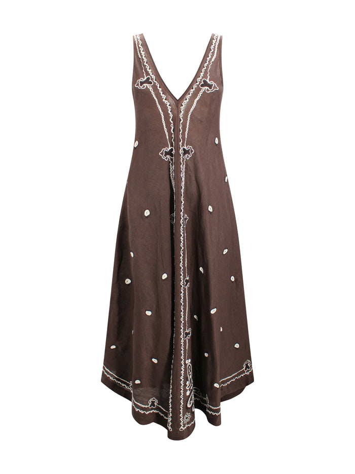 Parosh Dresses Dark Brown Linen