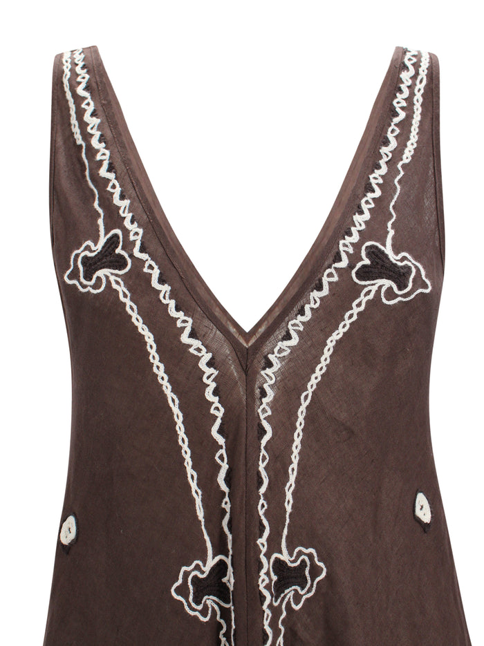 Parosh Dresses Dark Brown Linen
