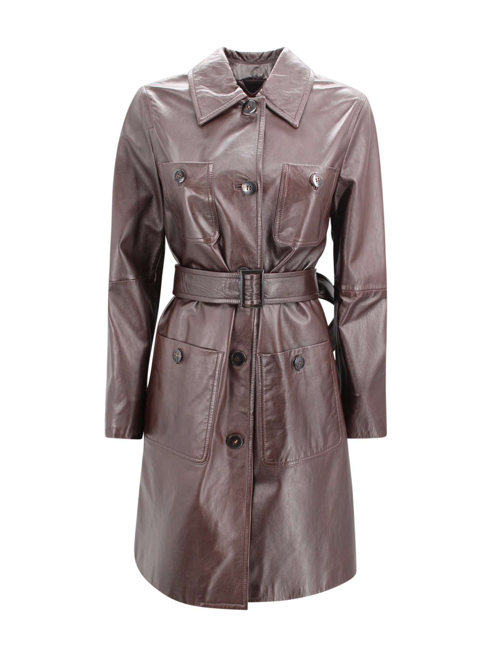 Max Mara Studio Jackets Marrone Leather