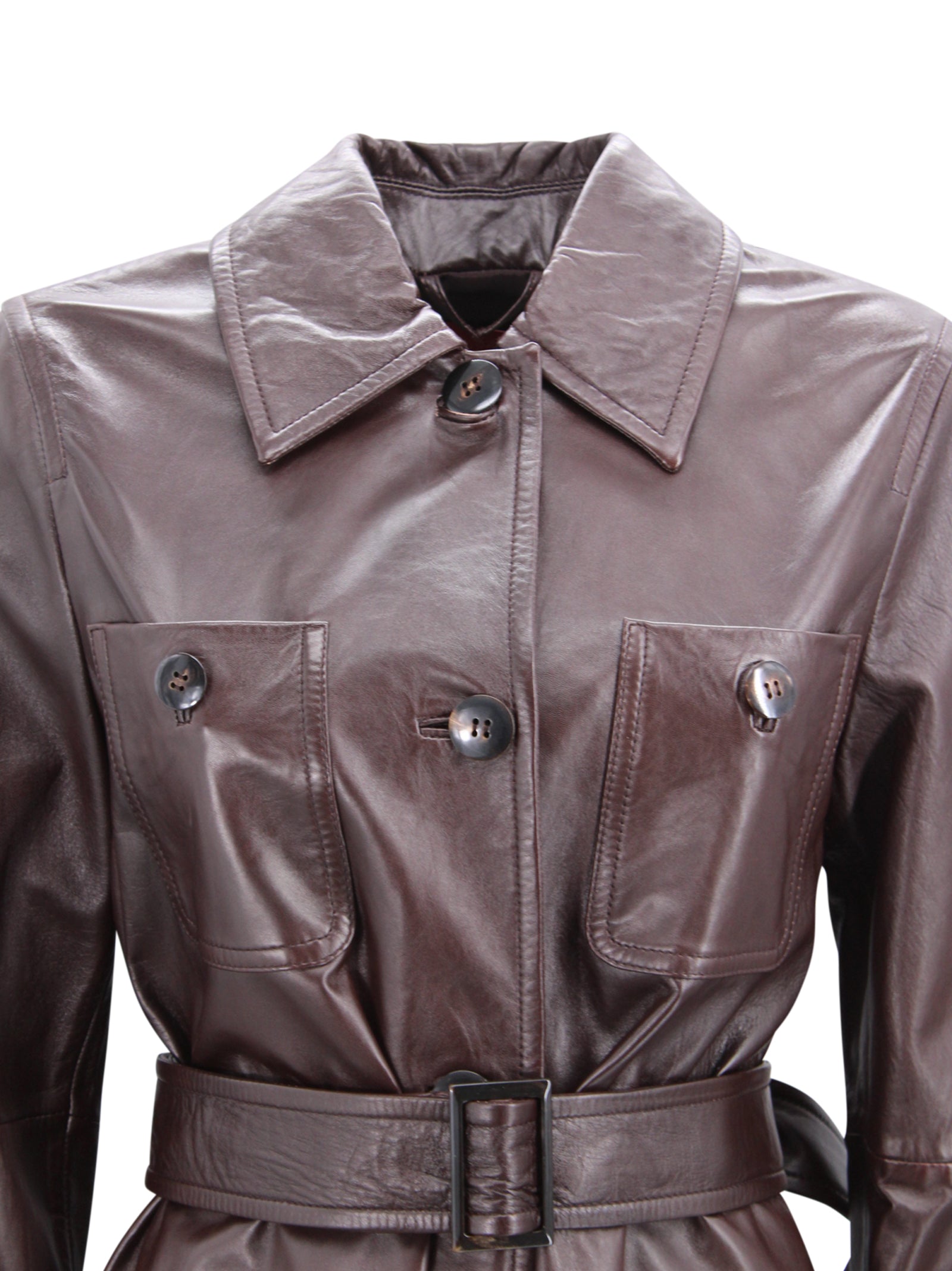 Max Mara Studio Jackets Marrone Leather
