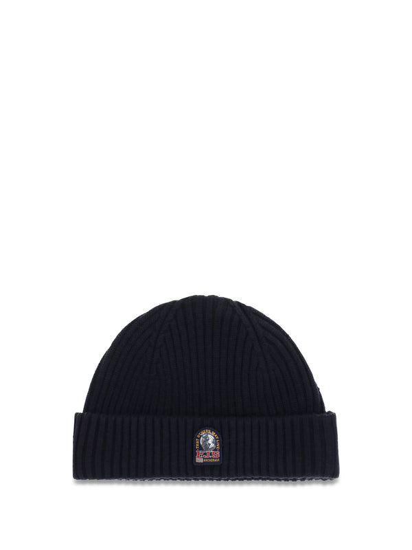 Beanie Ribbed Knit Navy Blue Merino Wool Hat