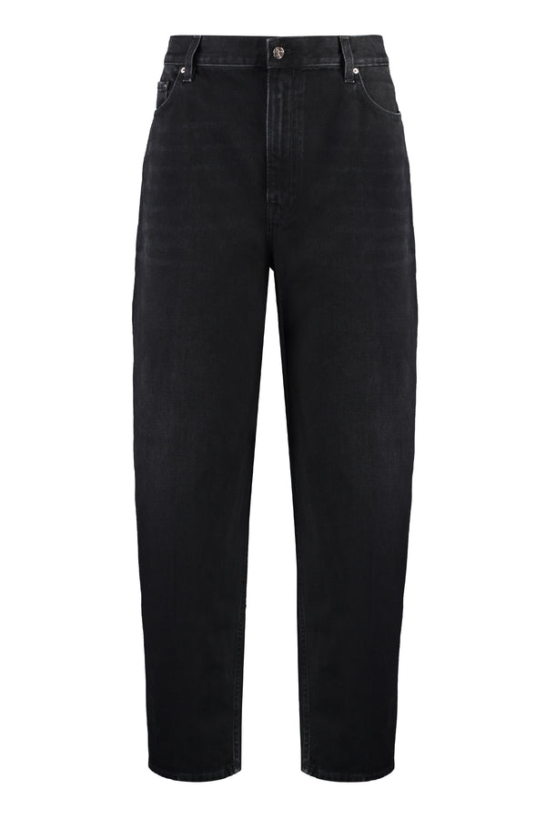 Wide-Leg Jeans Black Cotton