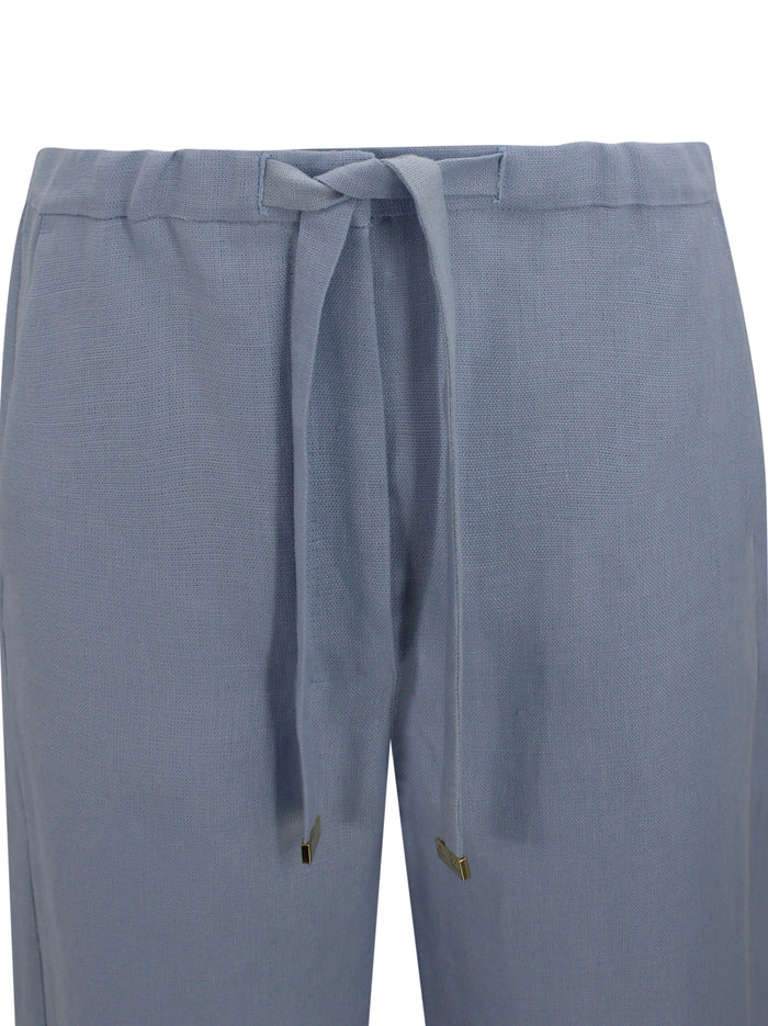 S Max Mara Trousers Clear Blue Linen