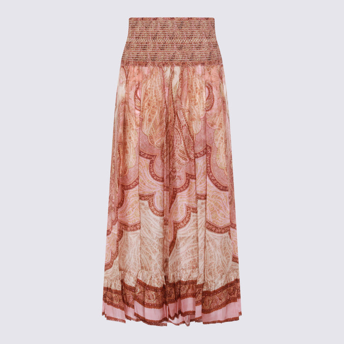 Zimmermann Skirts Tapestry Burgundy Multi _silk