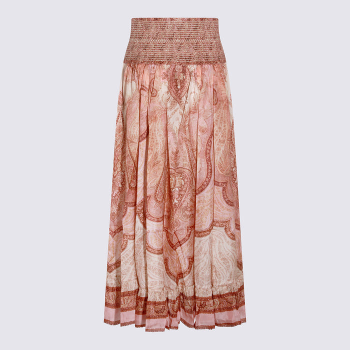 Zimmermann Skirts Tapestry Burgundy Multi _silk