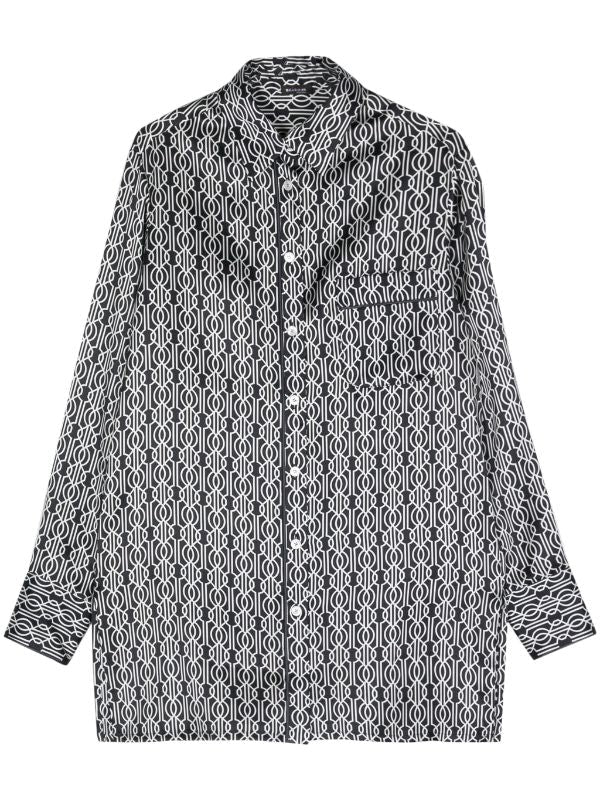 Kiton Silk shirt in black and white