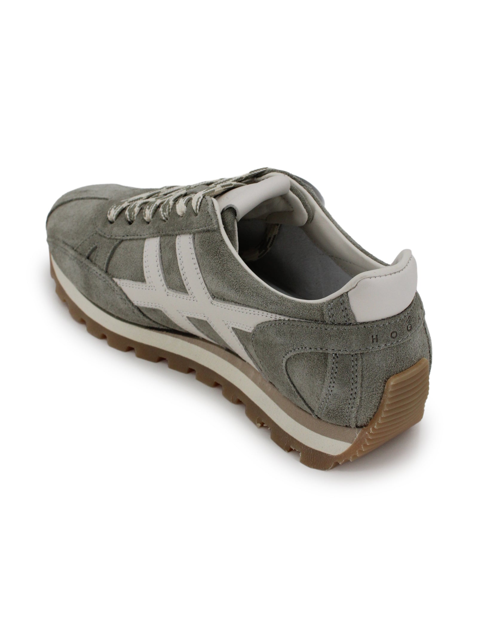 Hogan Flat Shoes Olive Green Suede