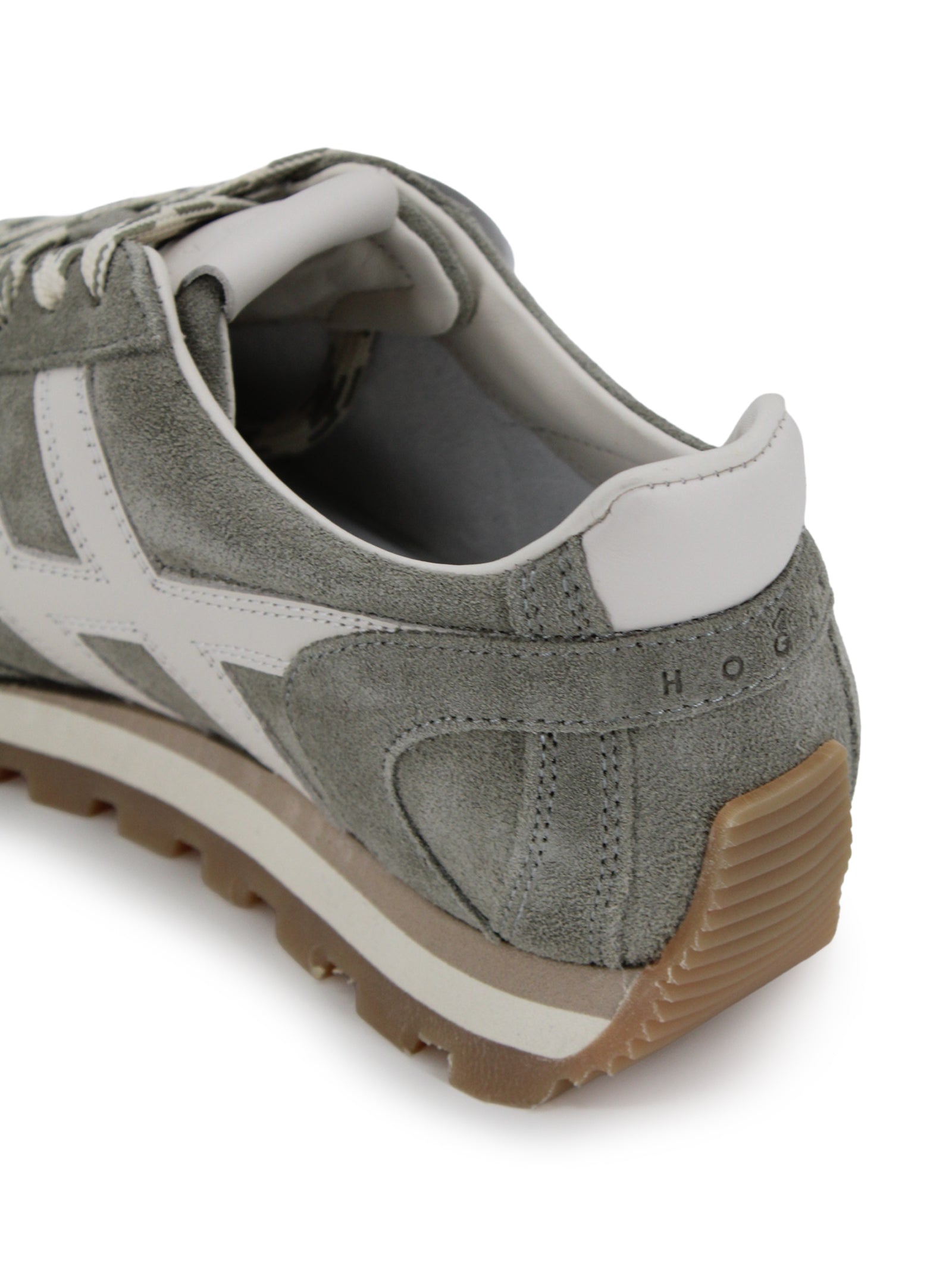 Hogan Flat Shoes Olive Green Suede